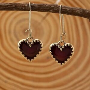 ✨Free People Marbella Dark Red Heart Earrings